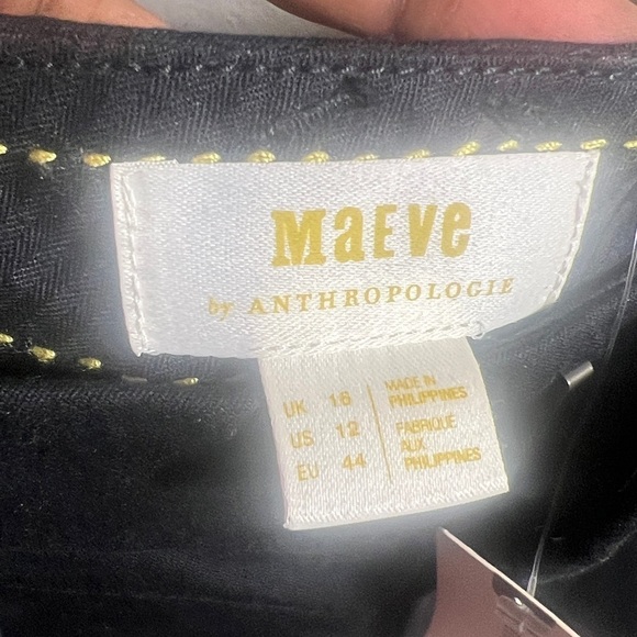 Anthropologie Maeve women’s Sz 12 Trouser Black Slim Flare Ankle stretch Pants